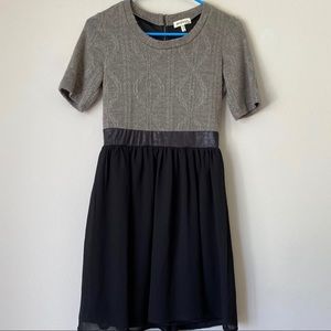 Monteau Small Fit and Flare Dress with Gray Sweater Top & Black Flowy Bottom
